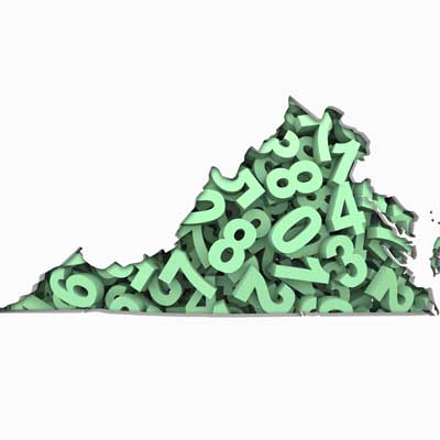 outline of the state of virginia filled with numbers